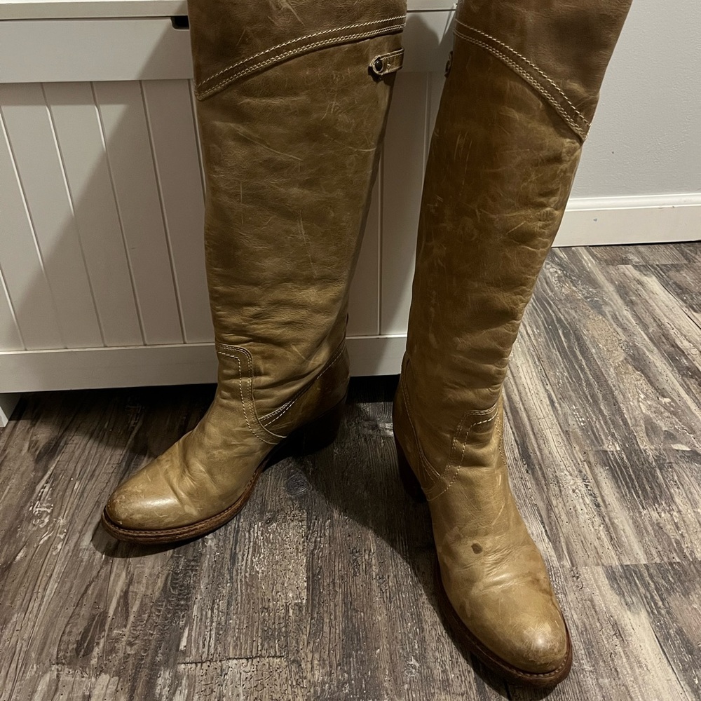 Frye Jane Boots in Taupe Burnished Antique Leather